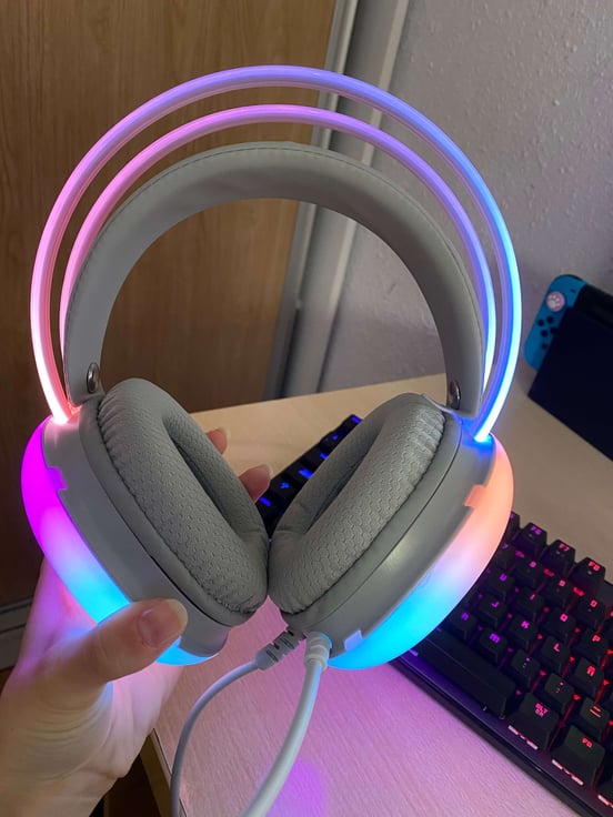 Cuffie Gaming Mars Gaming MH-GLOW Bianco - RGB 360&deg;, Microfono Con Cancellazione Rumore