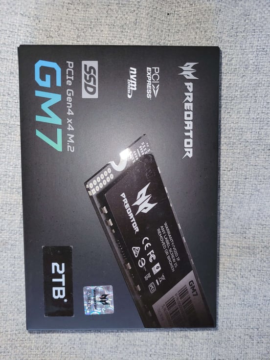 Disco Duro Acer Predator GM7 2TB Disco SSD 7400MB/S NVMe PCIe 4.0
