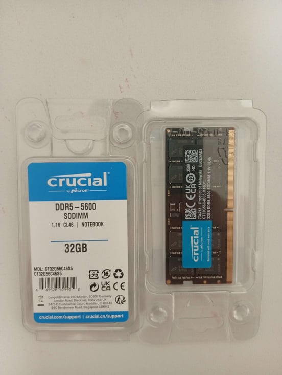 Memoria RAM Crucial CT32G56C46S5 SODIMM DDR5 5600MHz 32GB CL46
