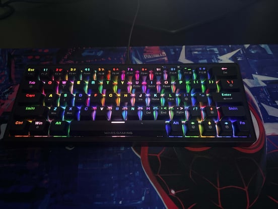 MARSGAMING MKMINIWBES Zwart, RGB Mechanisch Toetsenbord, UltraCompact, Switch Blauw, ES,Wit