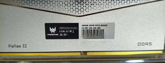 Memoria RAM Acer Predator Pallas II DDR5 6000MHz 32GB 2x16GB CL34